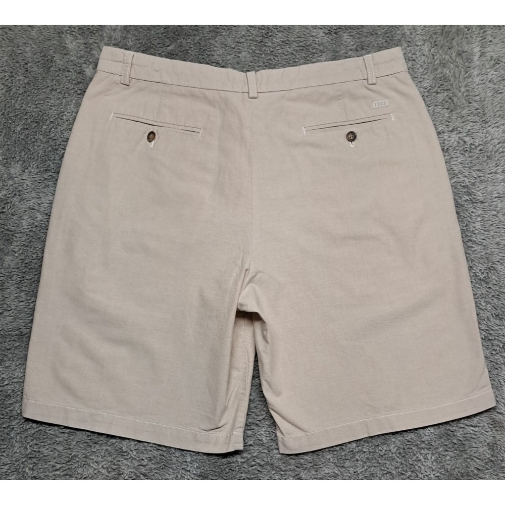 IZOD Shorts Mens Sz 36 Khaki Dress Chino Work Pockets Golf Cargo Office Church - Picture 9 of 11